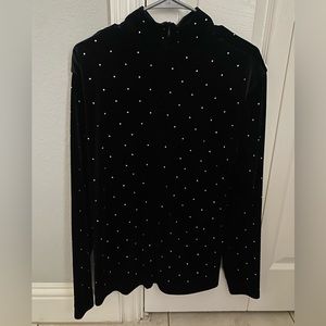 Black Velvet rhinestone long sleeve